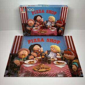Vintage 1990 Cabbage Patch Kids Pizza Shop 100 Pc. Jigsaw Puzzle CPK Complete MB